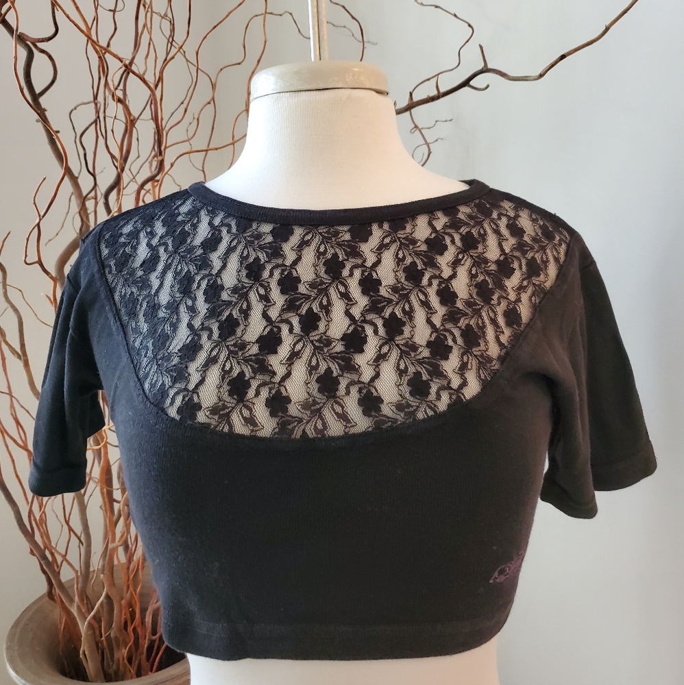 💝 2 For $10 Item💝  EZ Rider Open Lace Crop Tee